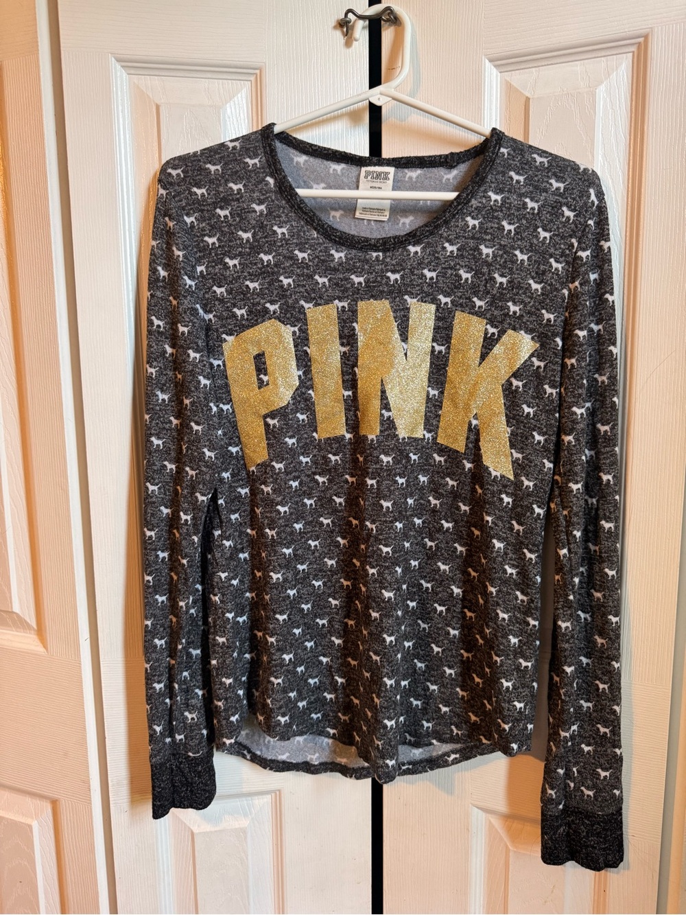 Victoria's Secret PINK Charcoal Sleep shirt with Gold Logo